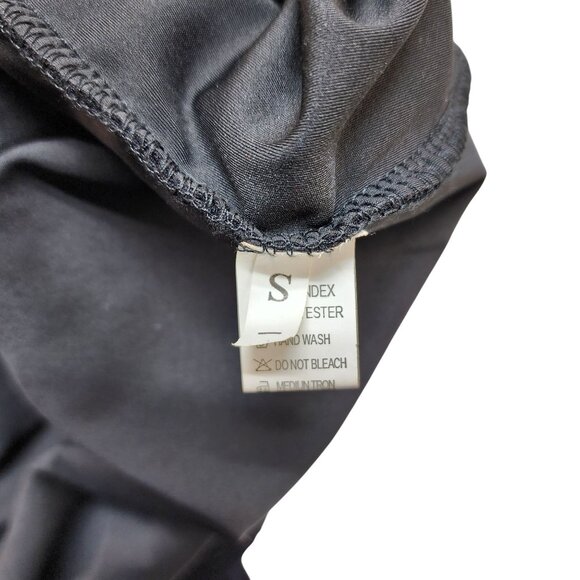 One-Shoulder Black Ruched Evening Gown With Sheer Skirt Size S - Picture 2 of 9